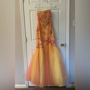 Jovani Pink & Yellow Mermaid Dress 🩷💛